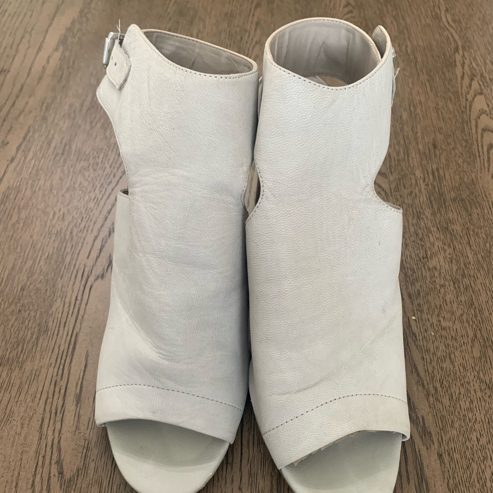 Franco Sarto White Heeled Boots with Open Toe